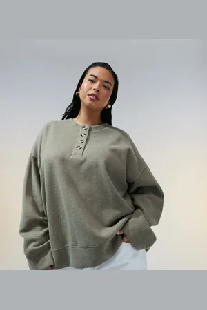 ASOS ASOS DESIGN Curve soft touch oversized henley jumper in -Brown