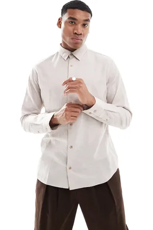 JJ Long sleeve linen blend shirt in beige-Neutral
