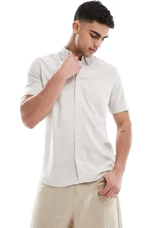 French Connection French Connection short sleeve linen look shirt in -Neutral
