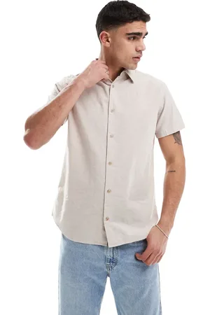 JJ Short sleeve linen blend shirt in beige-Neutral