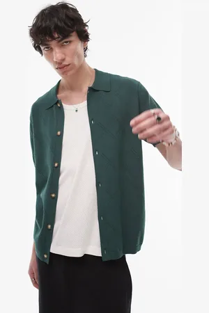 Topman Knitted pattern crochet shirt in