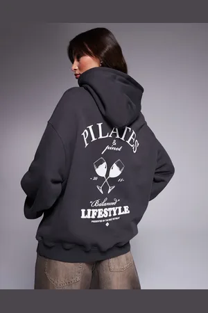 The Couture Club Pilates and pinot oversized hoodie in -Grey