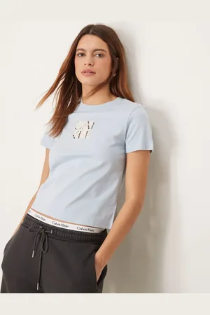 Calvin Klein Box graphic t-shirt in pale blue