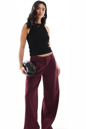 Bershka Petite low rise wide leg tailored pants in