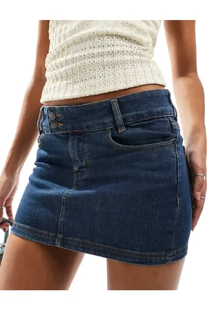 Motel Low rise denim mini skirt in wash