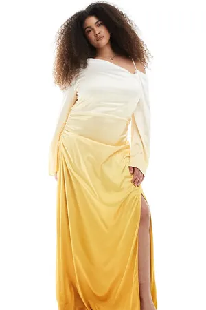 TFNC Bridesmaid long sleeve maxi dress in ombre-Yellow
