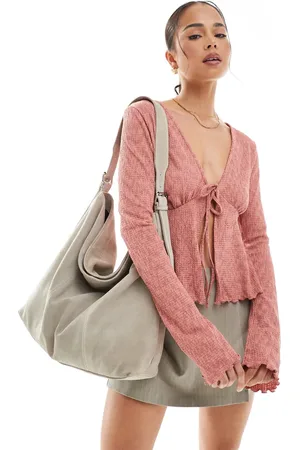ONLY Tie front wide sleeve cardigan in