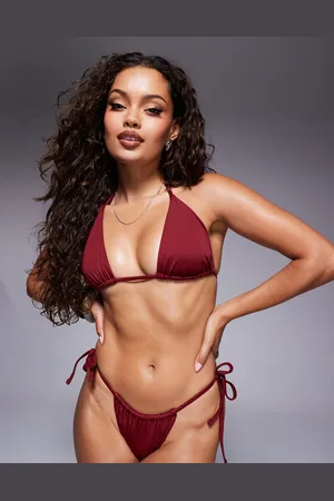 ASOS Maya Mix and Match tie back triangle bikini top in -Red