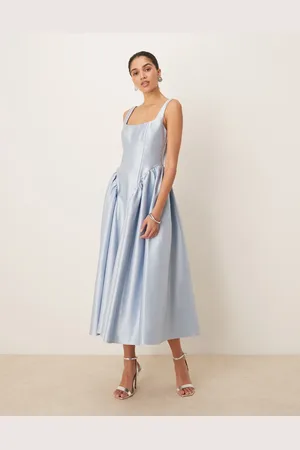 Six Stories Drop hem midi dress in powder