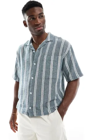 Pull&Bear Revere collar short sleeve shirt in stripe