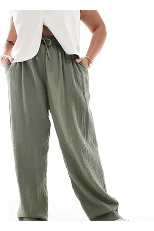 ONLY Cheesecloth pull on pants in light khaki (part of a set)-Green