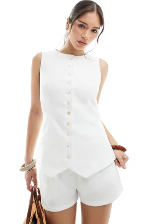 4th & Reckless Linen look button down waistcoat in (part of a set)