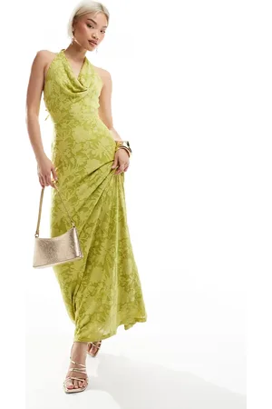New Look Jacquard halter midi dress in