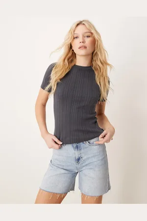 Calvin Klein Ribbed t-shirt in dark grey-Black