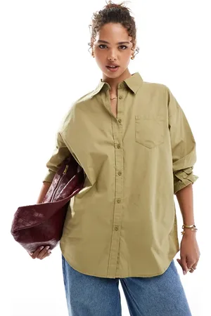 Cotton On Cotton On poplin oversized shirt in -Green
