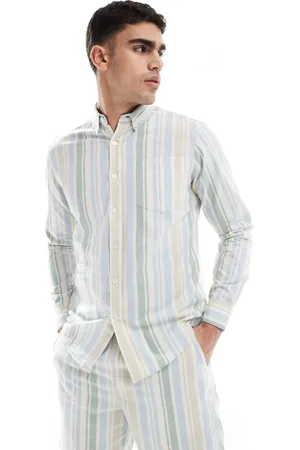 Farah Steen long sleeve stripe shirt in blue and green (part of a set)