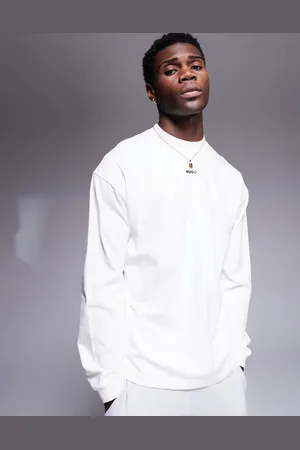 HUGO BOSS Daposo long sleeve top in white