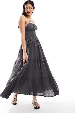 Iisla & Bird Textured shirred maxi dress in satellite
