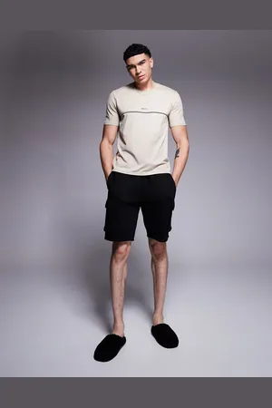 HUGO BOSS Unique stripe logo t-shirt regular fit in -Neutral