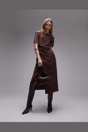 & OTHER STORIES Linen blend dress with wrap skirt and tie neck detail in