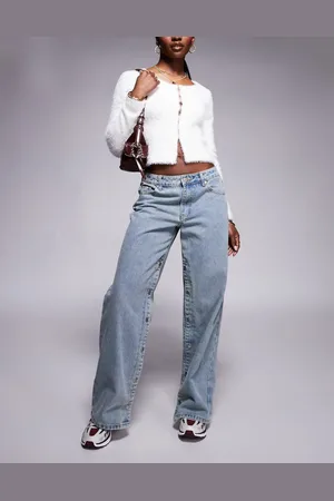 Liquor N Poker Low rise baggy jeans with side poppers in