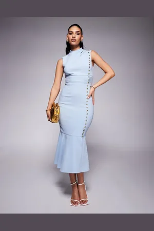Lavish Alice High neck micro shell midi dress in