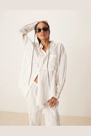 ASOS Belle tie side beach shirt cover up in -White