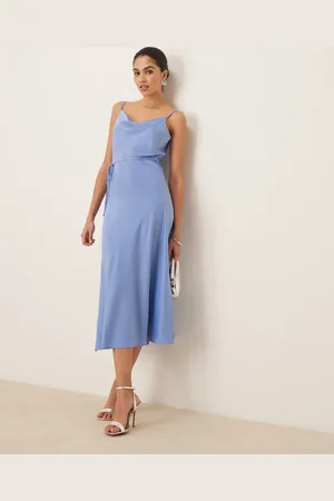 Y.A.S Satin cami midi dress in light blue