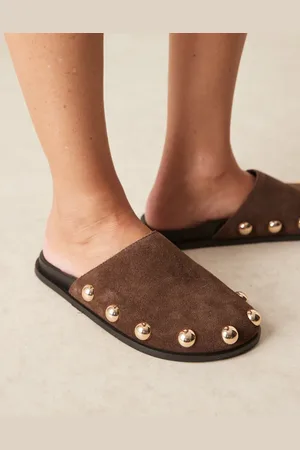 ASOS Motion leather flat mules in suede-Multi