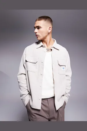 Hugo Blue Ekynone oversized overshirt in off white