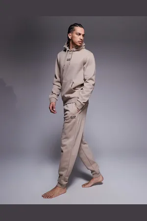 EA7 Armani logo cuffed trackies in beige (part of a set)-Neutral