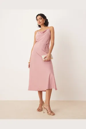 Y.A.S Satin cami midi dress in lilas pink