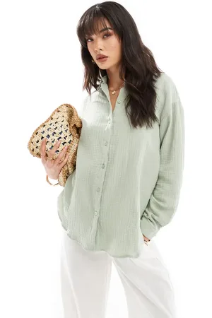 JDY Long sleeve loose blouse in sage-Green