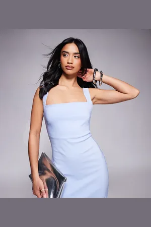 Vesper Bengaline square neck scoop back midaxi dress in