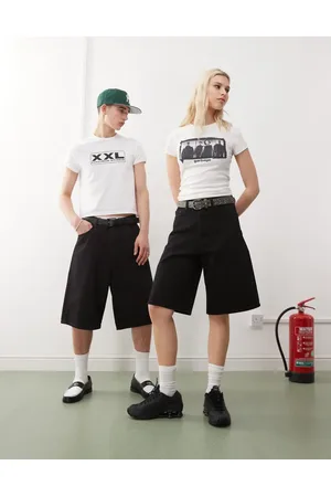 Weekday Astro Unisex baggy denim shorts in black
