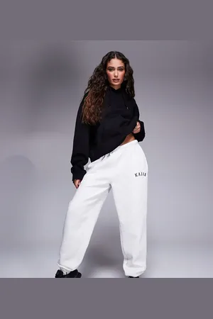 Kaiia Petite embroidered logo cuffed trackies in light marl