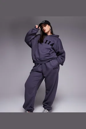 Kaiia Plus embroidered logo cuffed trackies in dark grey (part of a set)