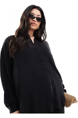 Yours Oversized crinkle shirt in (part of a set)