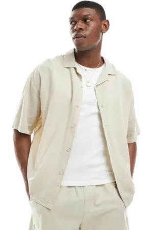Pull&Bear Linen rich shirt in sand