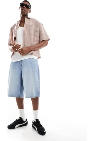 Bershka Baggy denim shorts in mid