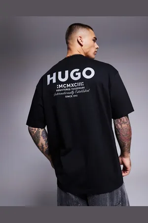 Hugo Blue Nalono loose fit central logo t-shirt in