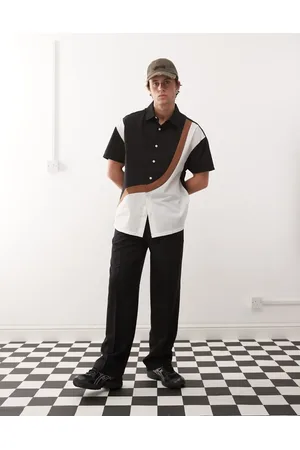 COLLUSION Spliced short sleeve shirt in multi-Black