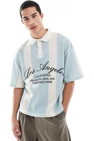 Pull&Bear Retro knitted wide stripe polo in
