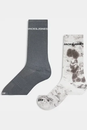 JACK & JONES 2 pack sport socks in green tie dye and cream-White
