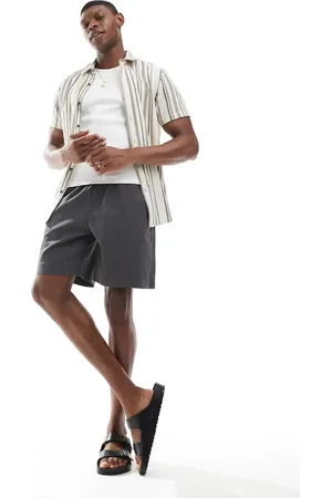 Pull&Bear Linen blend shorts in -Grey