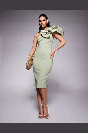 Lavish Alice One shoulder detail midi dress in