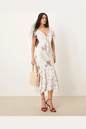 For Love & Lemons Rosebud midi dress in mixed floral-Multi