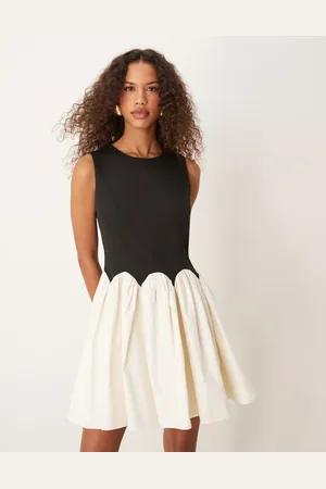 Never Fully Dressed Contrast drop hem mini dress in -Multi