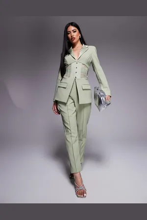 Lavish Alice Mid rise satin mix tailored pants in (part of a set)