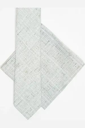 ASOS Linen look textured tie with pocket square in